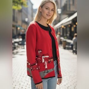 Vintage Cityscape Koret Sweater Size Large